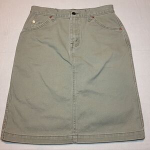 Vintage Y2K Levi Strauss Knee Length Skirt Green Medium Casual Denim